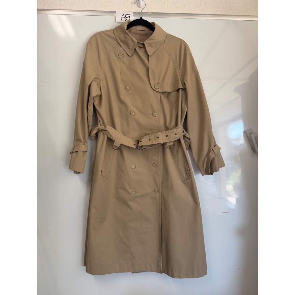 Classic Tan Khaki Double Breasted Belted Trench Coat with Storm Flap Women
